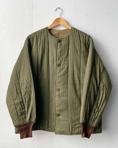Vintage 1960s Army Liner European Button Up Cotton - Czech Jacket - Size L XL - Picture 1 of 4