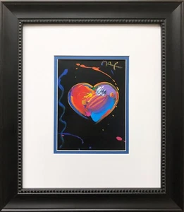 Peter Max "Black Series: Heart" Newly CUSTOM FRAMED Print POP ART Contemporary - Picture 1 of 3