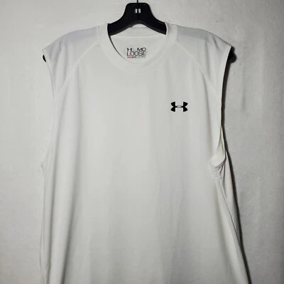 Camiseta sin mangas Under Armour para hombre mediana blanca sin mangas cuello redondo  Foto 1 de 4
