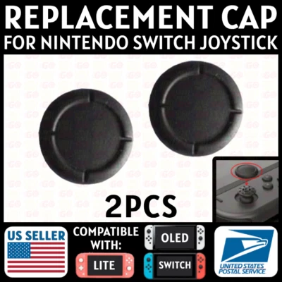 2x Tampa de Joystick Para Nintendo Switch/Lite/OLED Preta Silicone Joy Con Substituição - Imagem 1 de 4