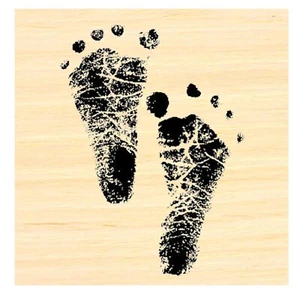 Larger Baby feet print rubber stamp WM  P3 - Picture 1 of 1