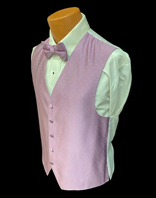 Men's Ralph Lauren Wisteria Tuxedo Vest & Tie Adjustable Fullback Violet Purple - Image 1 of 2