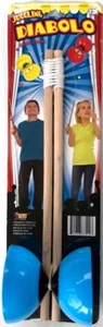 KID JUGGLING DIABOLO Juggle YoYo Chinese Toy Stick Plastic Wood Devil Small Top - Picture 1 of 4