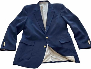 Arnold Palmer Executive Collection 44L Navy Blue Gold Button Sport Coat Vintage - Picture 1 of 21