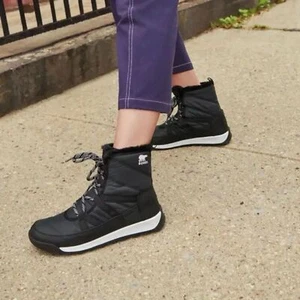 Sorel Damengröße 6 Whitney II kurze schwarze & weiße wasserdichte Spitze Stiefel - Bild 1 von 9
