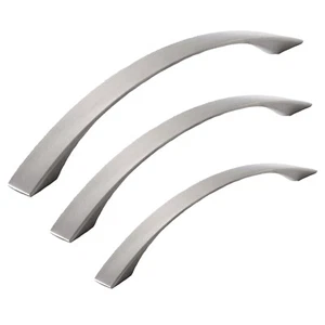 Bow Drawer Handles For Kitchen Cabinet Handle Wardrobe Modern Brushed Nickel New - Picture 1 of 11