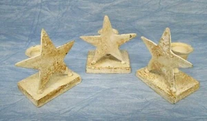 Metal Star Candle Holders set of three rustic country painted white taper candle - Picture 1 of 10