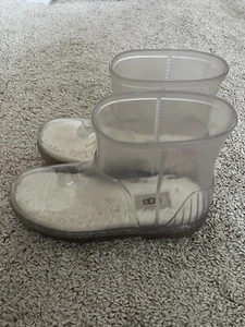 UGG Drizlita durchsichtige wasserdichte Gummi-Regenstiefel US Damengröße 6 Wolle neu - Bild 1 von 8