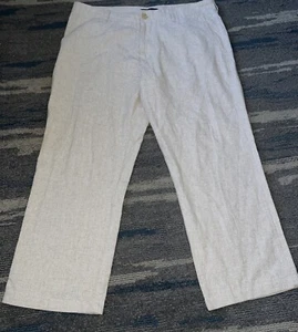 Men's Banana Republic Straight Fit Linen/Cotton Khaki Pants W34/L25 Pockets Read - Picture 1 of 7