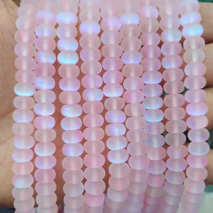 4x6mm/5x8mm Light Pink Frosted Mystic Aura Quartz Mermaid Glass Moonstone Beads - Picture 1 of 5