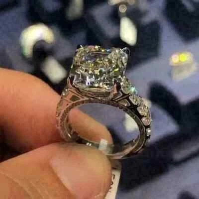 4.00Ct Asscher Cut Lab Created Diamond Engagement Ring 14k White Gold Plated - Image 1 of 4