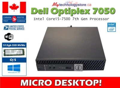 Micro escritorio Dell Optiplex 7050 Intel Corei5-7ª generación 8 GB 512 GB SSD Win10 Pro Foto 1 de 4