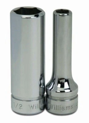 3/8" Drive Deep Sockets,12 Point, SAE, High-Polished Chrome Finish, Williams - Image 1 of 2