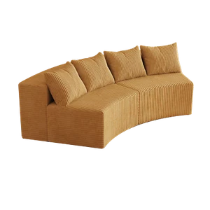 Corduroy curved sectional sofa with four pillows,Curved Symmetrical Modular Semi - Picture 1 of 5