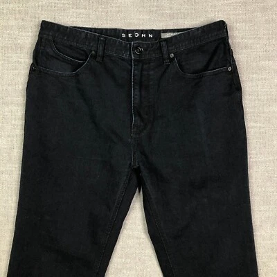 Pantalones de mezclilla Sean John para hombre 33x26 negros calce atlético etiqueta elástica cónica talla 36x30 Foto 1 de 4