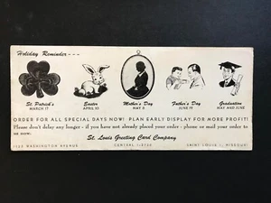 St. Louis Greeting Card Company --Holiday Reminders Vintage Ad Blotter 40s - Picture 1 of 3