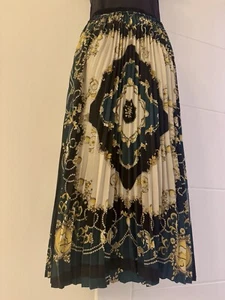 ZARA Baroque Print Pleated Midi Skirt Size L | Versace Inspired | RRP £69.99 - Picture 1 of 6