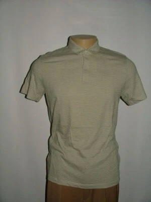 MENS THEORY POLO CASUAL SHIRT SIZE L COTTON POLYESTER WHITE STRIPED #320 - Image 1 of 4