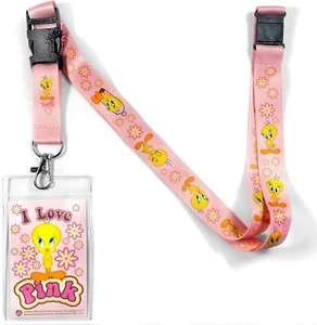 Looney Tunes Tweety Bird Art Images Lanyard with I Love Pink Badge Holder UNUSED - Picture 1 of 1