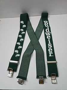 Vintage 90er grün Kleeblatt Budweiser Hosenträger St Patrick’s Day Barkeeper Party - Bild 1 von 8