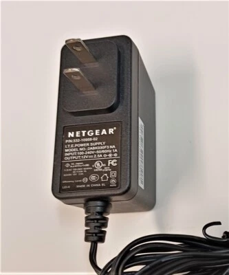 Netgear 12VDC 2.5A Power Supply 332-10958-02, 2ABK030F3 NA, ITE, Black, New. - Image 1 of 4