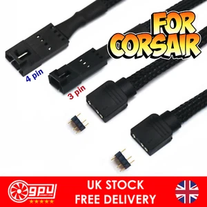 Corsair RGB Adapter to Motherboard ARGB 3-Pin 5V Cable - Braided Black - 50cm - Picture 1 of 7