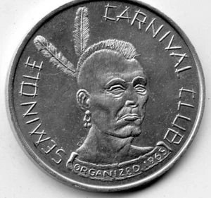 Mardi Gras Doubloon: Seminole Carnival Club 1973 aluminio - Imagen 1 de 2