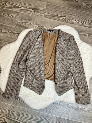 Comma Women’s Tweed Blazer – Size 42 (UK 14 / US 12) – Brown Beige - Image 1 of 4