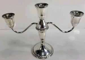 Duchin Creation Sterling Silver Weighted 3 CandleStick Holder 15.6 Oz 7.5T 10”W - Imagen 1 de 3
