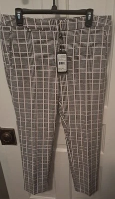 Pantalones para mujer nuevos Adrianna Papell rosa a cuadros Kate Fit 12 Foto 1 de 4