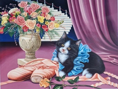 Barbara Higgins-Bond DRESS REHEARSAL Katze handsigniert Limited Lithographie - Bild 1 von 4