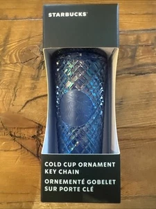Starbucks 2022 Holiday/Christmas Azure Blue Iridescent Ornament Key Chain NIB - Picture 1 of 5