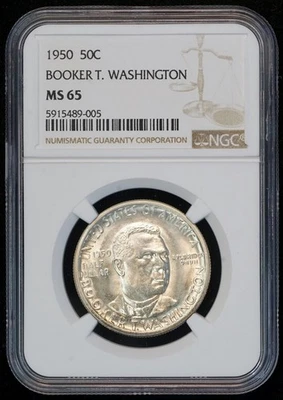 1950 Booker T. Washington Memorial Silver Half Dollar MS 64 NGC 50C US COIN - Image 1 of 4