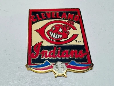 Cleveland Indians Lapel Pin Chief Wahoo Throwback Vintage C Logo Banner Baseball - Image 1 of 2