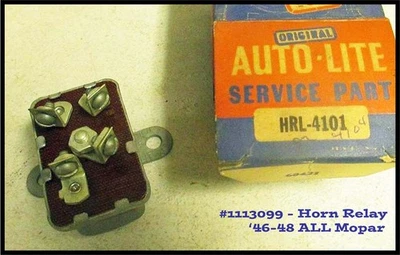 Nuevo de Lote Antiguo Mopar 1946-1948 Relé de Bocina HRL-4101 Plymouth Dodge 1947 Chrysler DeSoto Foto 1 de 4
