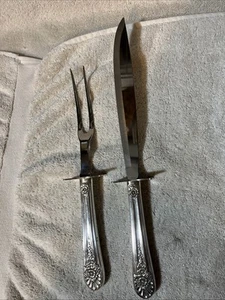 Wm Rogers Mfg Jubilee Meat Carving Fork & Knife Very Nice Cond Rarely Found ! - Picture 1 of 9