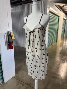 Petra Fashions White & Burgundy Rose Print Nightgown Nightie Slip Dress - Picture 1 of 5