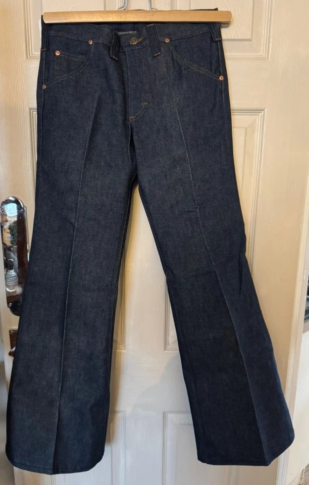 Vintage 1970s Lee Super Flare Denim Jeans 30W32L 100% Cotton Made in Belgium - Image 1 of 4