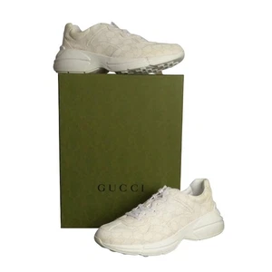 GUCCI- NIB 2023 White GG Rhyton Sneakers, Size 13.5 - Picture 1 of 5