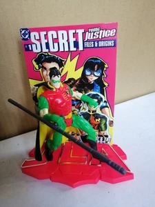 JLA ROBIN FIGURE WITH STAND & DISPLAY CARD, 1998 HASBRO, LOOSE & MINT - Picture 1 of 1