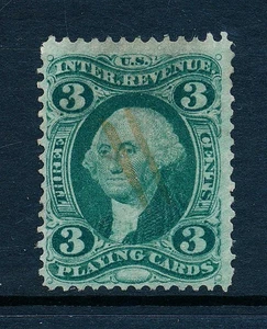 US First Issue Revenue Stamp R17c 3c Playing Cards, F-VF used - Picture 1 of 4
