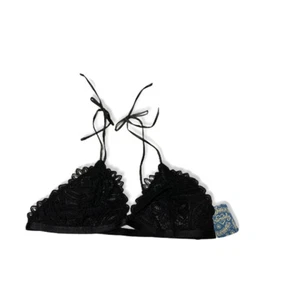 Intimately Free People Boho Mila Bralette Lace Tie Straps Black Medium NWT New - Picture 1 of 12