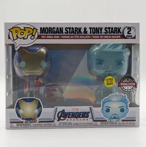 Funko Pop Morgan & Tony Stark 2 Pack Marvel Avengers Endgame GITD Glows In Dark - Picture 1 of 13