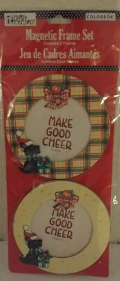 MARY ENGELBREIT Magnetic Frame Set Holiday Scottish Terrier MAKE GOOD CHEER NEW - Image 1 of 3
