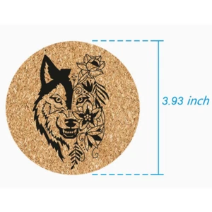 Alpha Wolf Cork Coasters Laser Engraved Tribal Geometric Animal Spirit Design - Picture 1 of 1