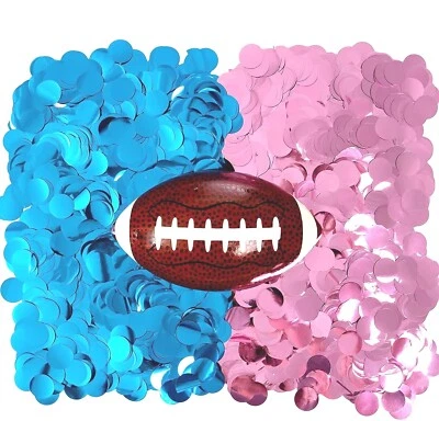 Gender Reveal Party Football Blue and Pink Confetti Kit Superbowl Baby Reveal - Image 1 of 4