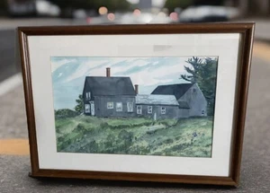 Jean Kigel Framed Water Color Print Farm House Rare - Picture 1 of 7