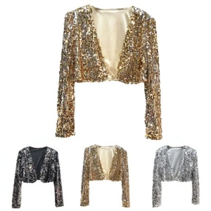 Sparkle and Shine with this Sequin Open Cardigan Jacket for Party Wedding Prom - Picture 1 of 17
