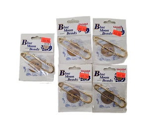 Spille di sicurezza vintage blu luna perline oro 5 fori lotto di 5 - Foto 1 di 3