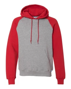 Russell Athletic 693HBM Dri Power® Colorblock Raglan Hooded Sweatshirt M-2XL Red - Picture 1 of 4
